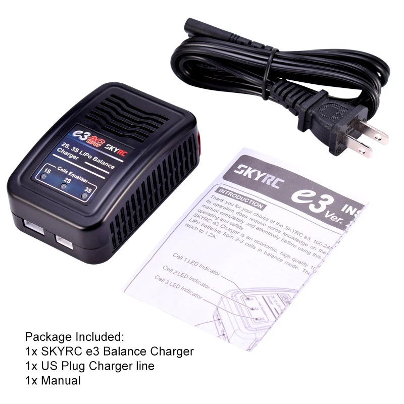 Cargador SkyRC E3 para Baterías LiPo 2S-3S | Carga Balanceada | Incluye Cable XT60