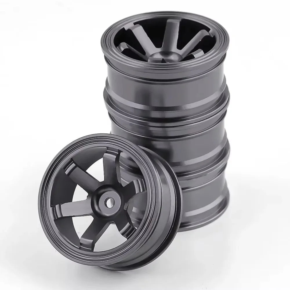 4 Rines TE37 Style 52mm – 1.9″ Sakura D4/D5 / HSP 94123 / Tamiya TT02 – Hex 12mm – Plateado (Estilo TE37) – Set x4
