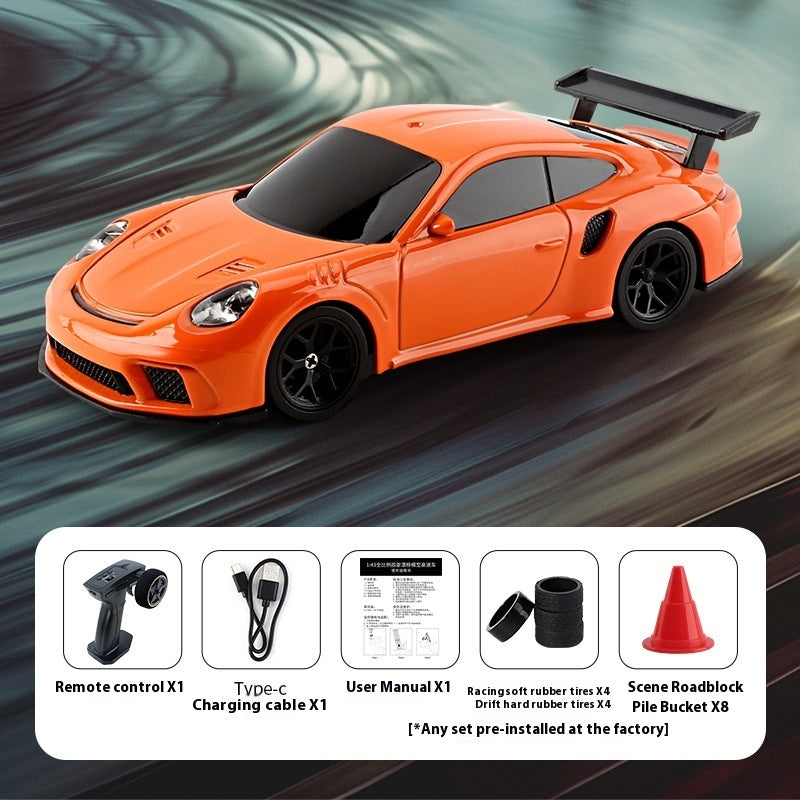 DriftLine V43 – Auto RC Drift 1:43 4WD con Control 2.4GHz, Gyro (Opc), Llantas Intercambiables y Barriles de Escenario