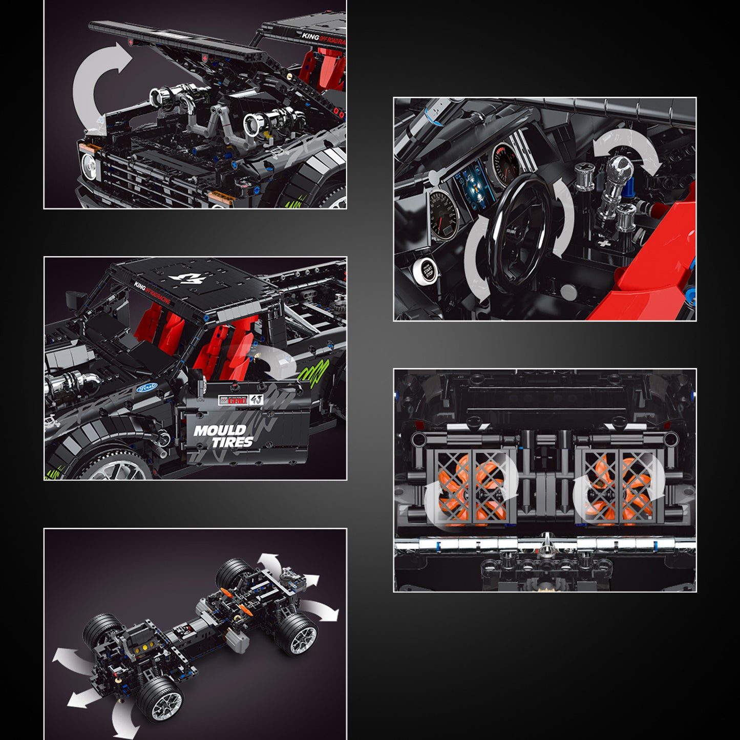 HooniBlock R1 – Camioneta Hoonigan RC de Bloques con Control Remoto y App (Edición Negra)