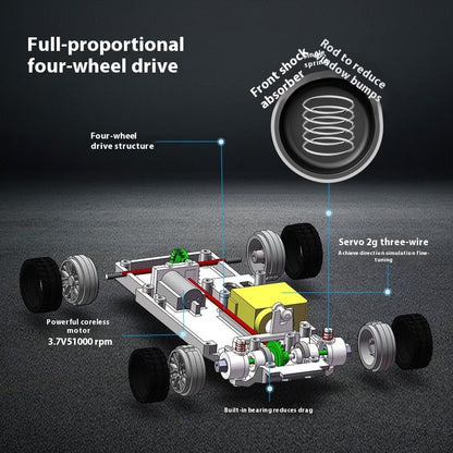DriftLine V43 – Auto RC Drift 1:43 4WD con Control 2.4GHz, Gyro (Opc), Llantas Intercambiables y Barriles de Escenario