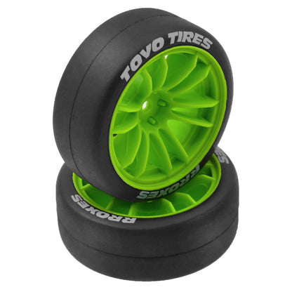 Rines y Neumáticos RC Enkei RPF1 Style – 12mm Hex – 68mm (Blanco/Negro) – Para Tamiya TT02 / XV01 / PTG2 – Set x4