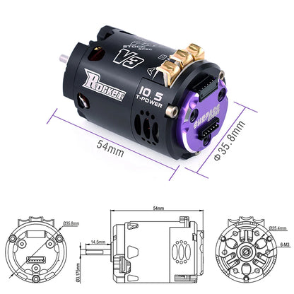 Surpass Hobby Rocket 540 V3 Brushless Motor 10.5T 13.5T Competition 1/10 RC Drift Car