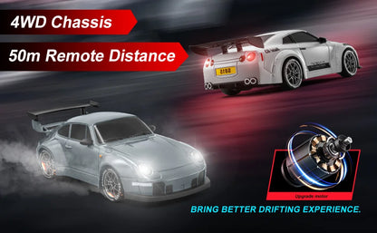 RC Drift 1:24 RWB y GT-R | 4WD, LED y Neumáticos Reemplazables