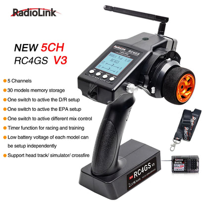 RadioLink RC4GS V3 + R6FG – Mando Profesional 6CH para RC Drift | Baja Latencia, Telemetría, Ajuste de Giro