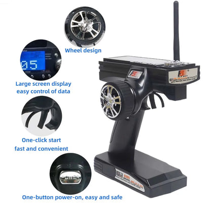 FlySky GT3B + Receptor GR3E – Mando RC 3CH Económico para Drift y Carros de Carreras | 2.4G, Pantalla LED