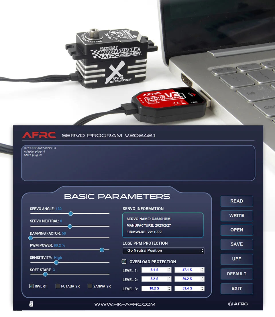 Servo Digital AGFRC D3530HBM-X - Alto Rendimiento Brushless / Programador y Gyro