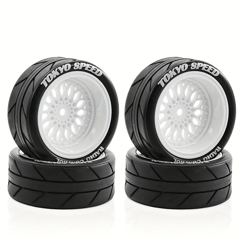 Rines BBS RS Style RC 1/10 – 65mm (Blanco/Beige) – Hex 12mm – Para Tamiya TT02 / XV01 / WRC – Set x4