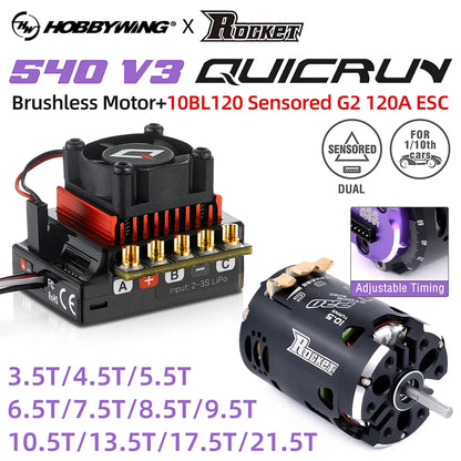 Combo Hobbywing QUICRUN 10BL120 (120A) + Surpass Rocket 540 V3 13.5T