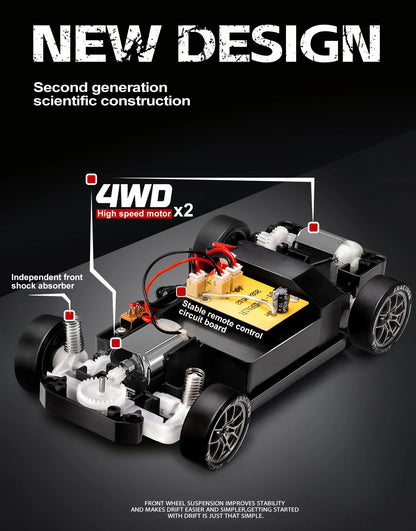 RC Drift 1:24 RWB y GT-R | 4WD, LED y Neumáticos Reemplazables