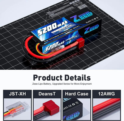 Batería Lipo Zeee 2S 5200mAh 50C - para MST RMX 2.5  (T Plug)