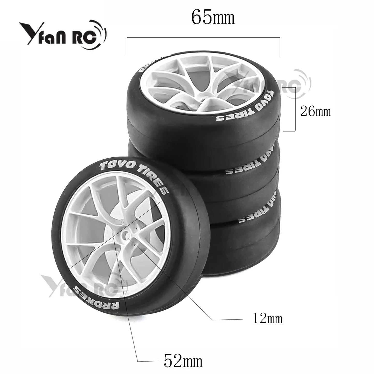Rines BBS FI-R Style RC 1/10 – 65mm (Hard Drift) – Hex 12mm – Para Tamiya TT02 / XV01 / PTG-2 – Set x4
