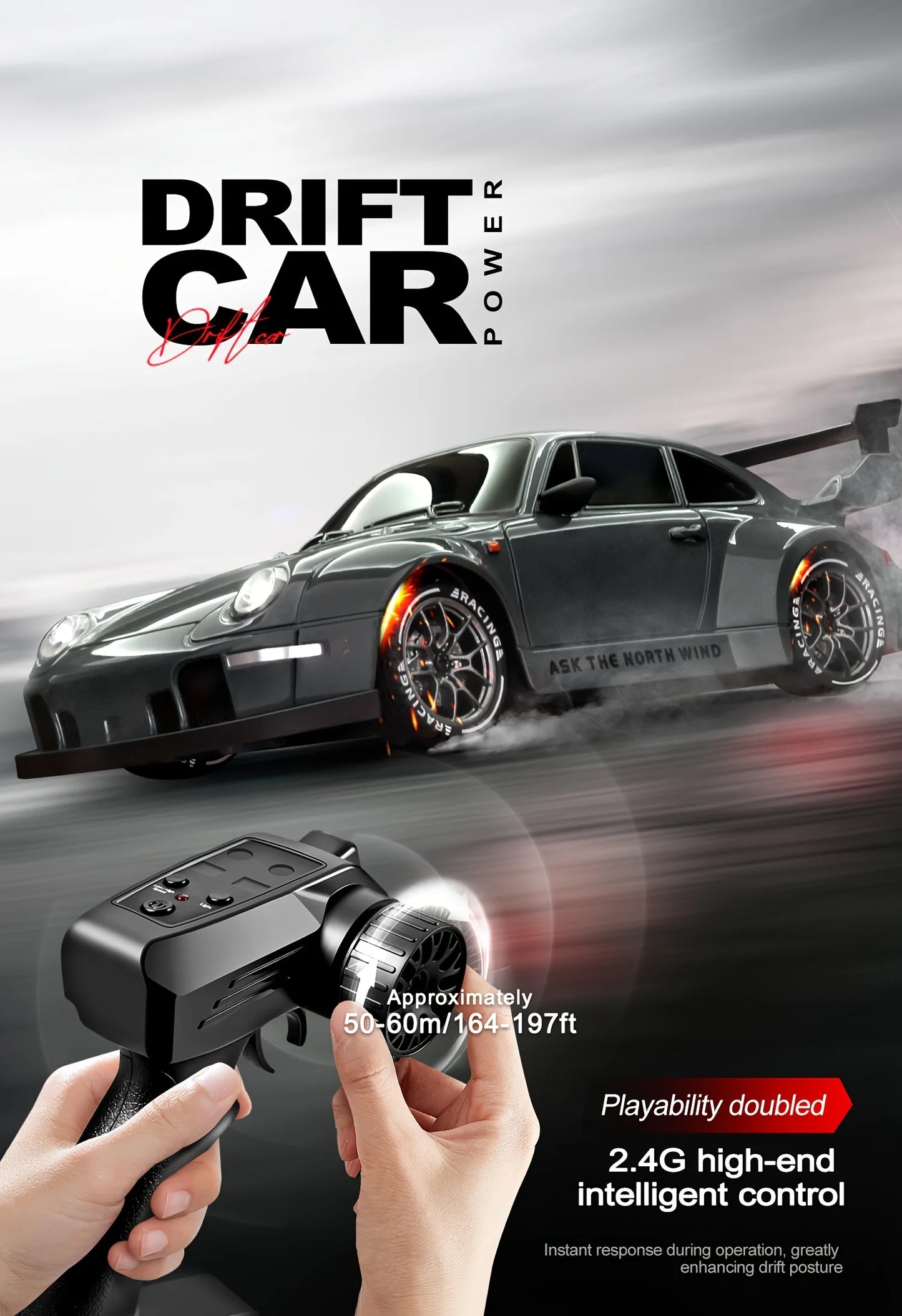 RC Drift 1:24 RWB y GT-R | 4WD, LED y Neumáticos Reemplazables