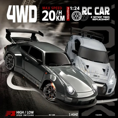 RC Drift 1:24 RWB y GT-R | 4WD, LED y Neumáticos Reemplazables