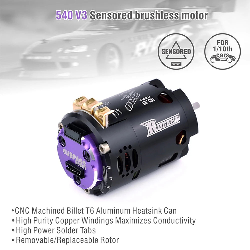 Surpass Hobby Rocket 540 V3 Brushless Motor 10.5T 13.5T Competition 1/10 RC Drift Car