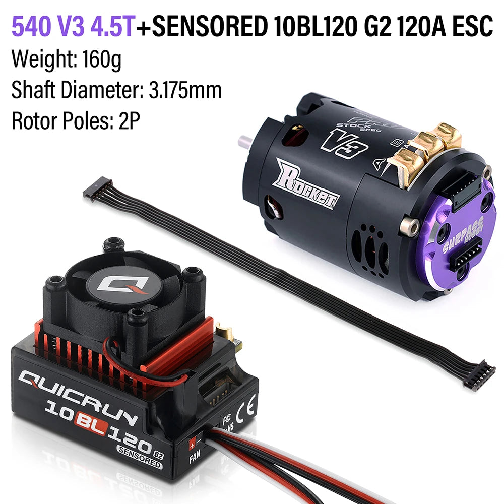 Combo Hobbywing QUICRUN 10BL120 (120A) + Surpass Rocket 540 V3 13.5T