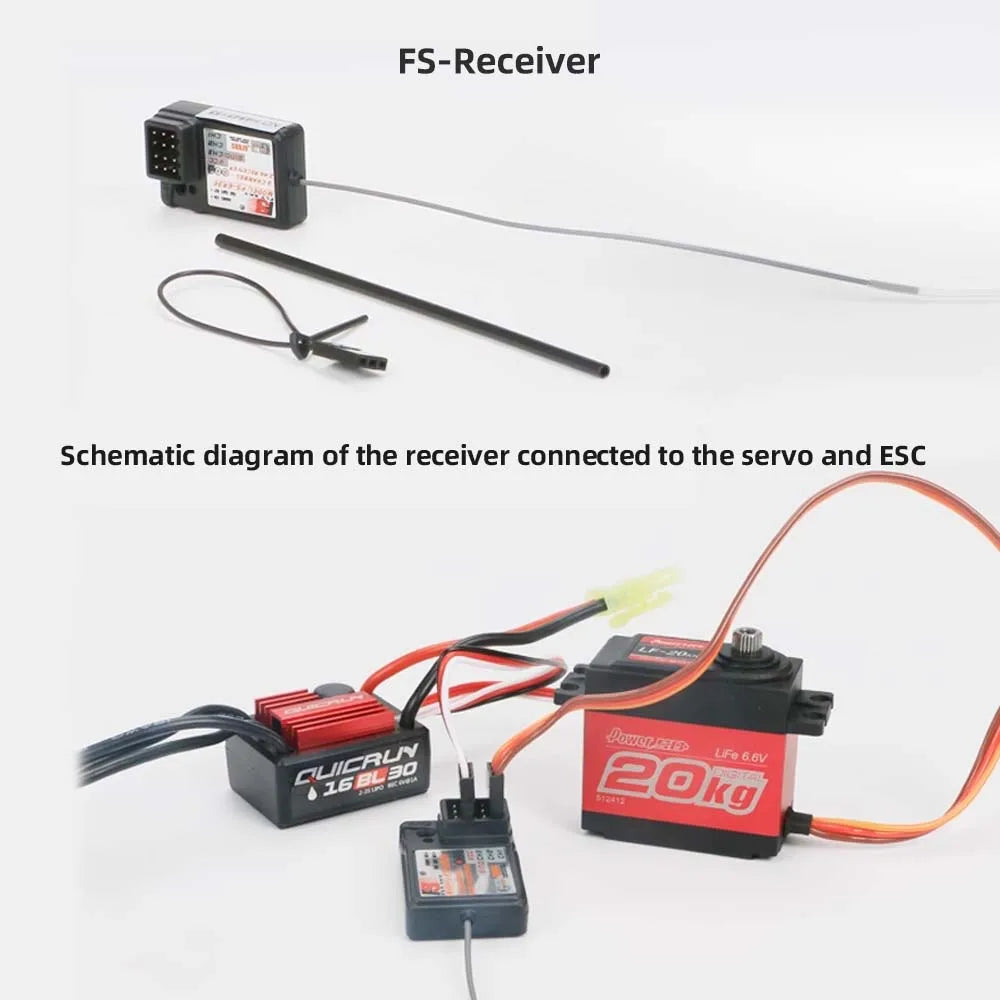 FlySky GT3B + Receptor GR3E – Mando RC 3CH Económico para Drift y Carros de Carreras | 2.4G, Pantalla LED