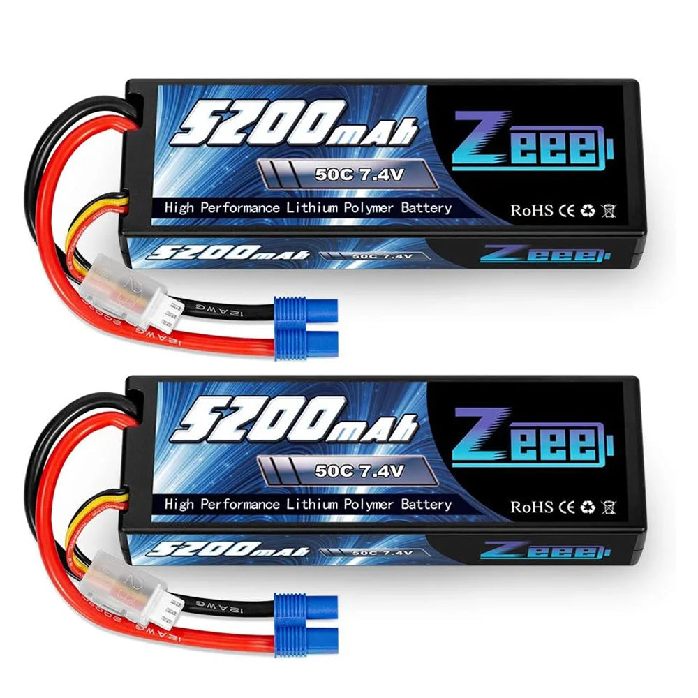 Batería Lipo Zeee 2S 5200mAh 50C - Alta Performance para RC Drift (7.4V - XT60)