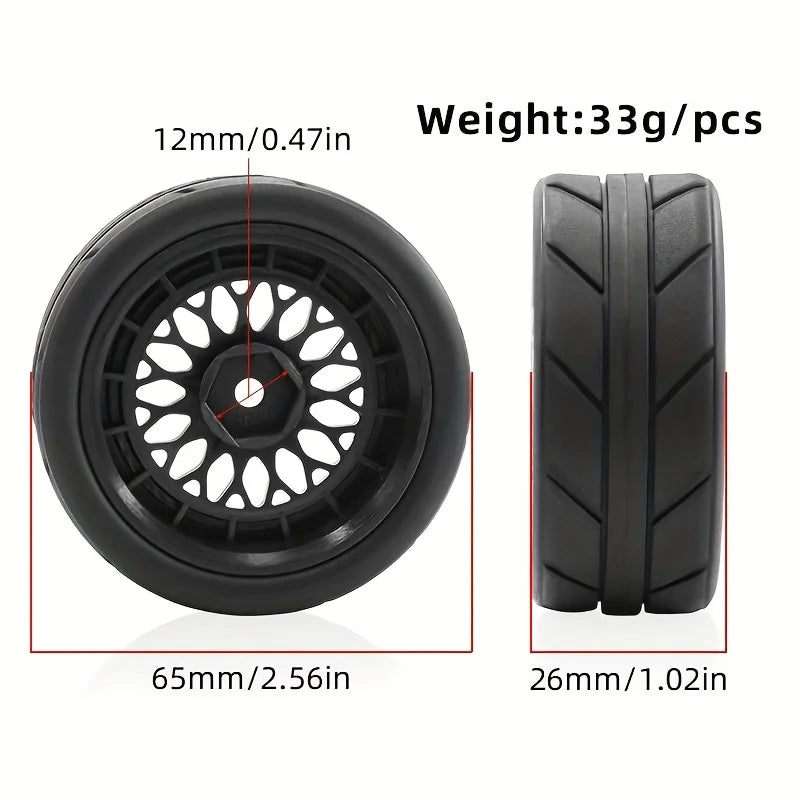 Rines BBS RS Style RC 1/10 – 65mm (Blanco/Beige) – Hex 12mm – Para Tamiya TT02 / XV01 / WRC – Set x4