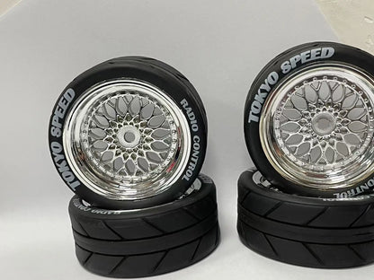 Rines BBS RS Style RC 1/10 – 65mm (Blanco/Beige) – Hex 12mm – Para Tamiya TT02 / XV01 / WRC – Set x4