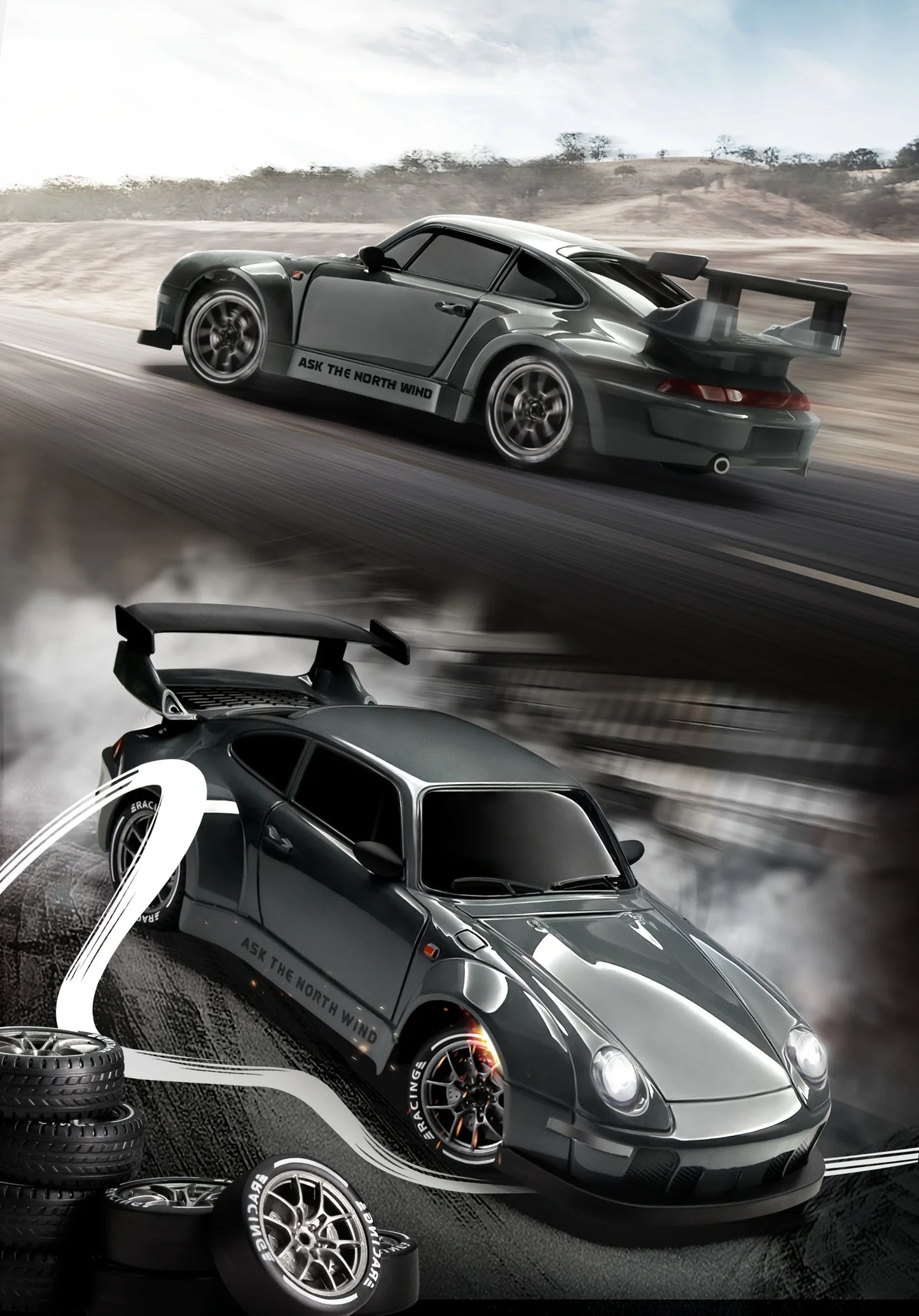 RC Drift 1:24 RWB y GT-R | 4WD, LED y Neumáticos Reemplazables
