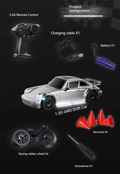 RC Drift 1:24 RWB y GT-R | 4WD, LED y Neumáticos Reemplazables