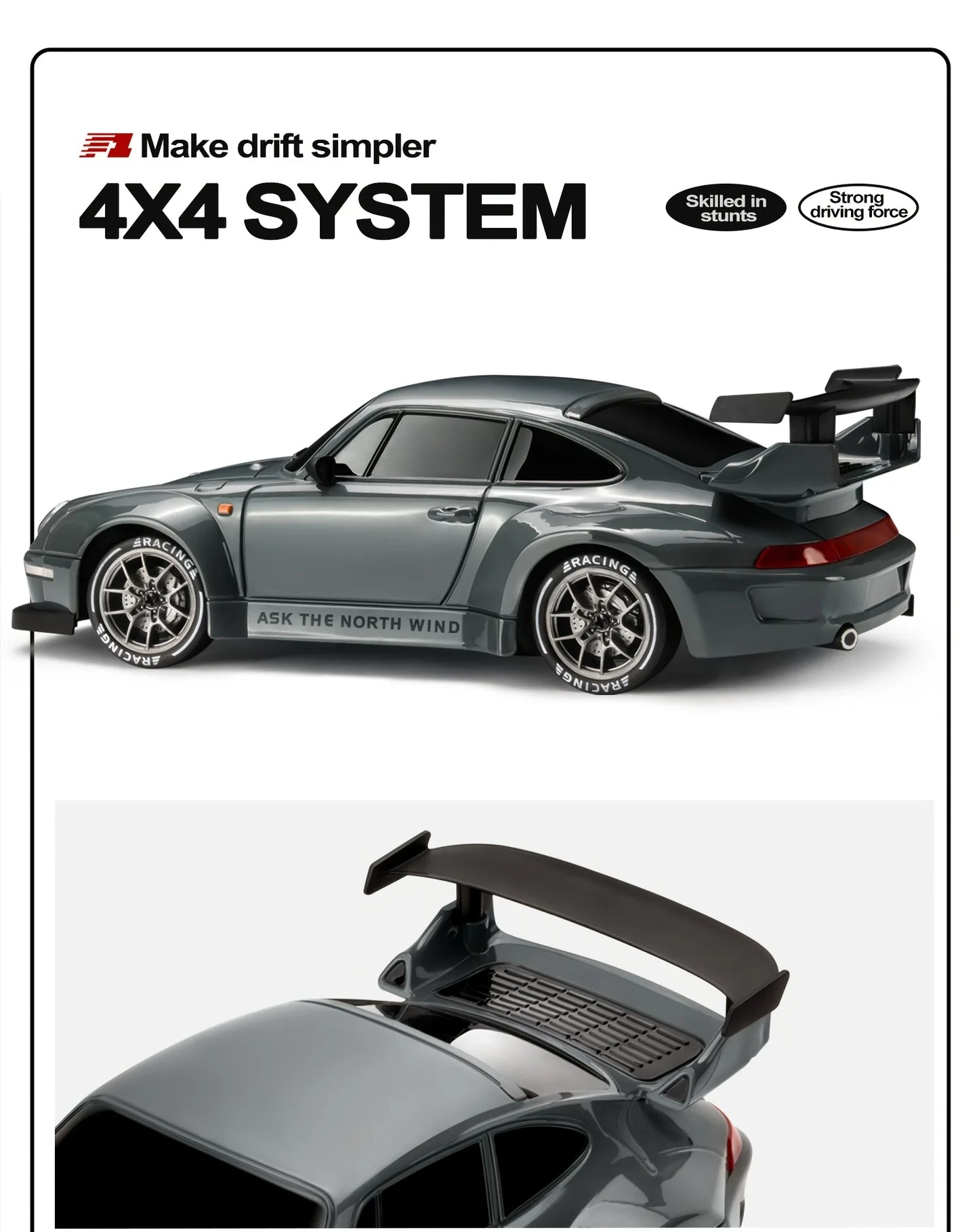 RC Drift 1:24 RWB y GT-R | 4WD, LED y Neumáticos Reemplazables
