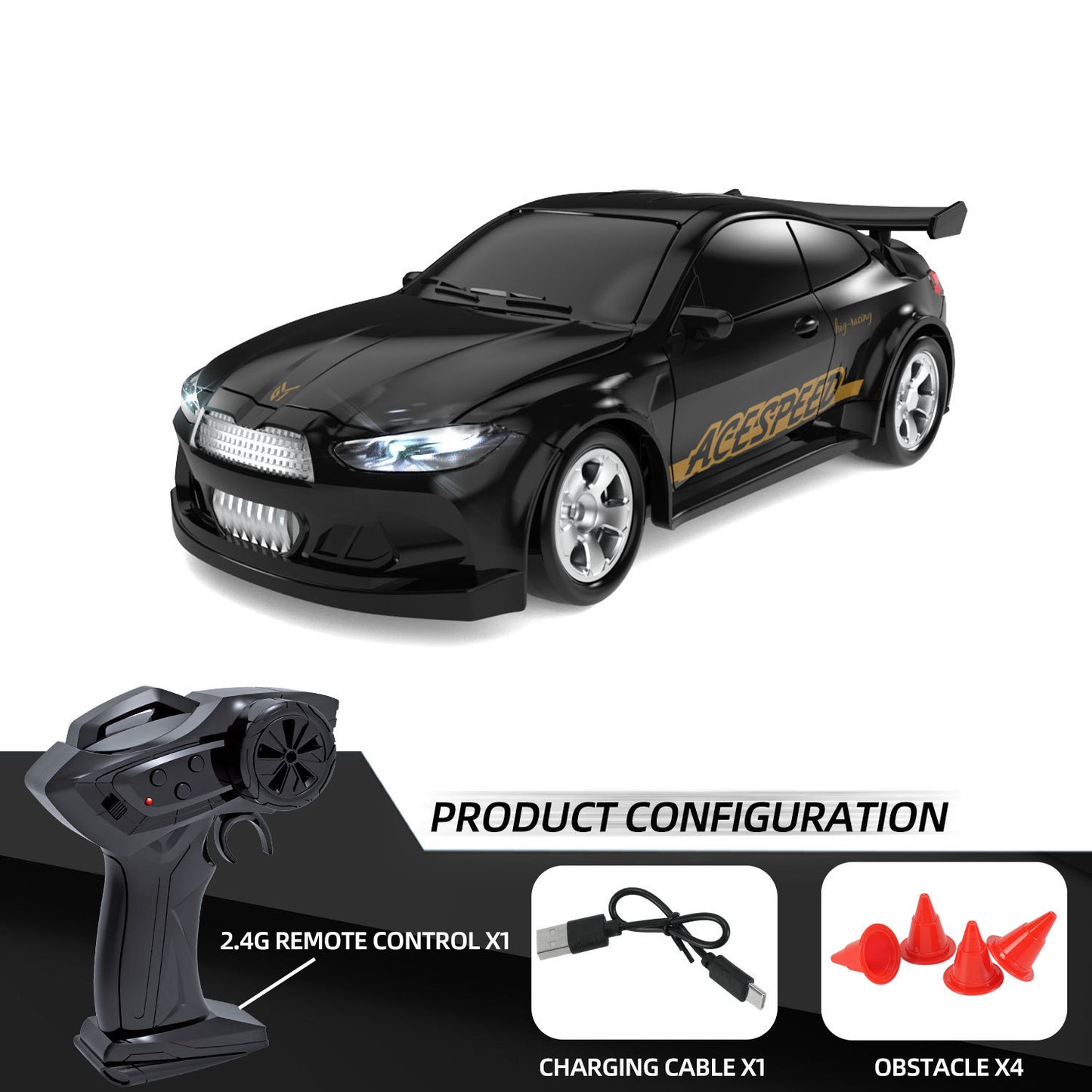 PocketDrift R – Auto RC Miniatura 1:64 con Dirección Proporcional, Luces LED y Control 2.4GHz | Coche de Drift