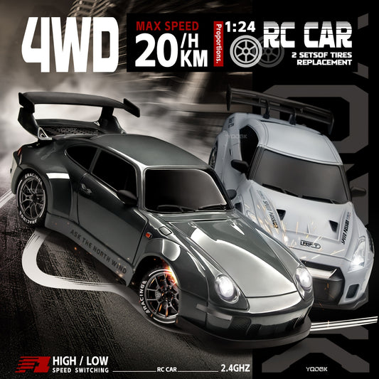RC Drift 1:24 RWB y GT-R | 4WD, LED y Neumáticos Reemplazables