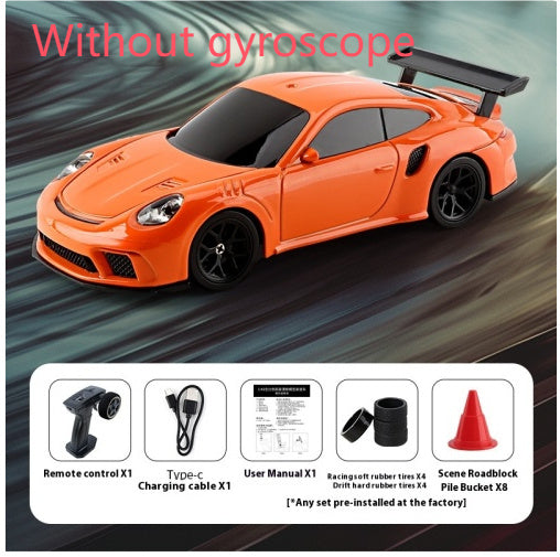 DriftLine V43 – Auto RC Drift 1:43 4WD con Control 2.4GHz, Gyro (Opc), Llantas Intercambiables y Barriles de Escenario