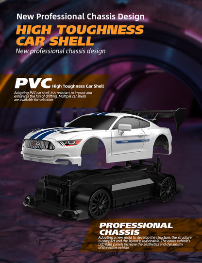 UrbanFury R – Auto RC Drift 1:24 con Luces, Carrocería PVC, 4WD, Llantas Extras y Obstáculos | 2.4GHz y Velocidad Ajustable