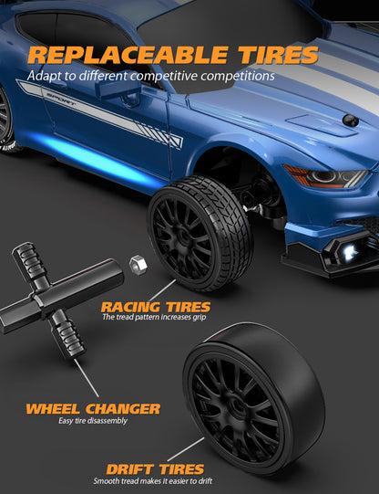 UrbanFury R – Auto RC Drift 1:24 con Luces, Carrocería PVC, 4WD, Llantas Extras y Obstáculos | 2.4GHz y Velocidad Ajustable